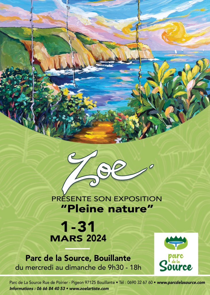 PARC DE LA SOURCE. LIEU D'EXPO DE ZOÉ ARTISTE PEINTRE D EGUADELOUPE EN 2024